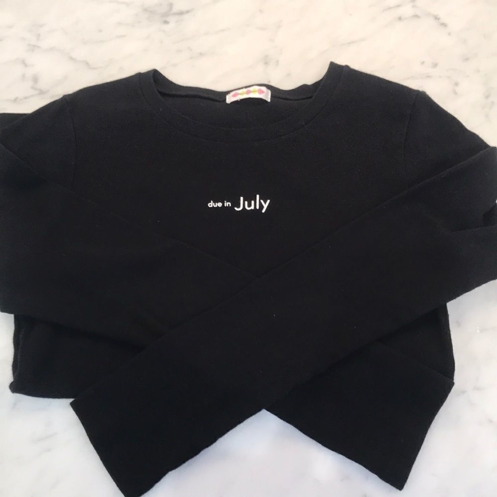 Due in July black maternity T-shirt - Picture 1 of 4